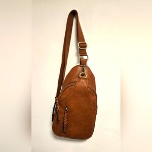Jen & Co. Brown Vegan Leather Sling Bag